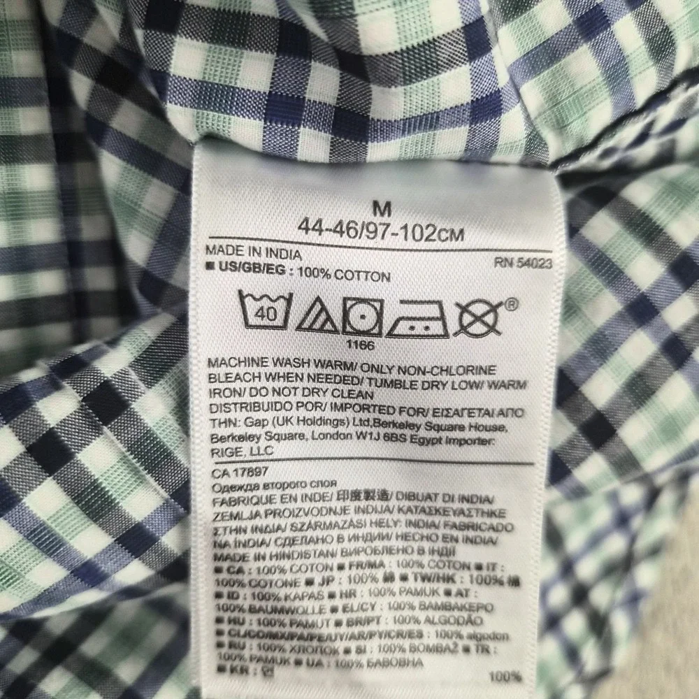 Banana Republic Grant Fit Custom 078 Wash Shirt Mens Medium Green Plaid Cotton